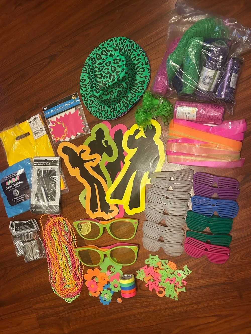 Retro 80s 90s Neon Glow In The Dark Party & Decor Supply Bundle